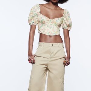 ZARA floral corset top NWT